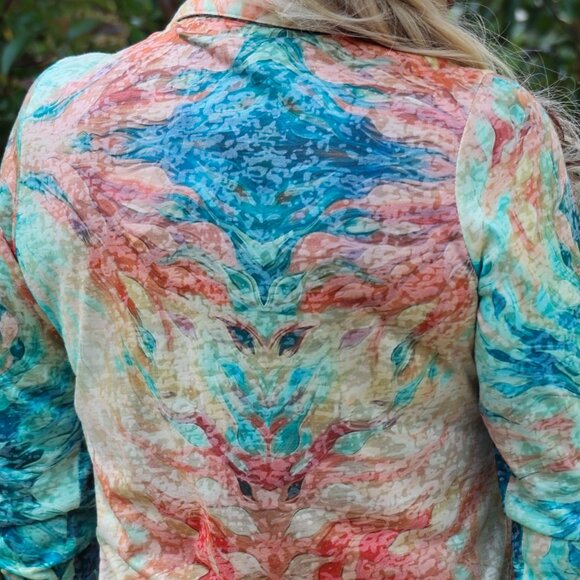 NWT Sparkling Citrus: Long Sleeve Button-Down With Orange Paint Splatter - Picture 6 of 6